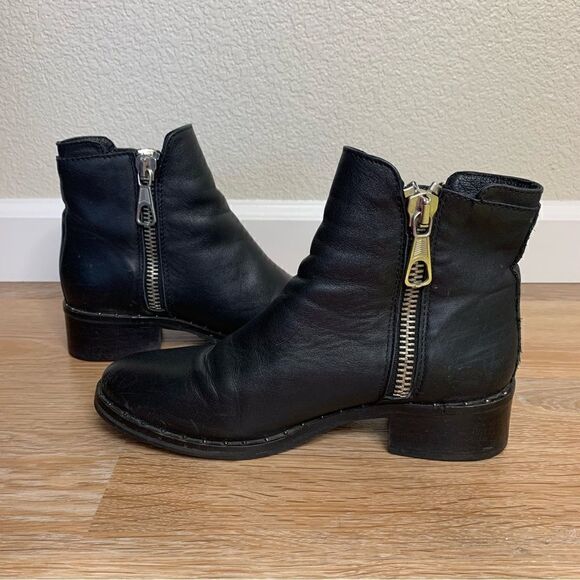 Steve Madden Lanna Black Leather Studded Ankle Boots - Picture 5 of 14